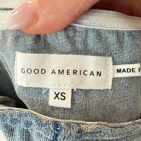 Good American Denim Corset Cropped Strapless Top NWT Women's XS Sculpted Seams - Picture 5 of 8